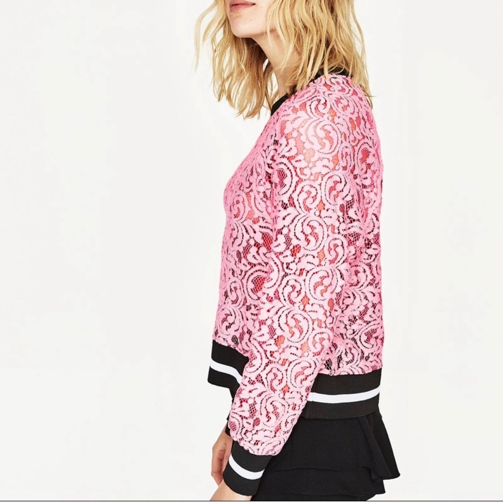 NWOT ZARA PINK LACR TOP